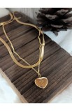 DOUBLE CHAIN HEART SHAPE NECKLACE GOLD PLATED