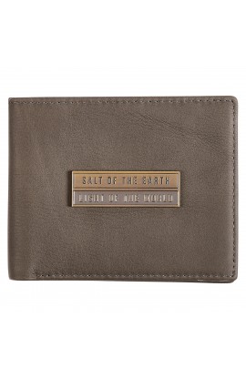 WT151 - Wallet Leather Gray Salt of the Earth Badge - - 1 