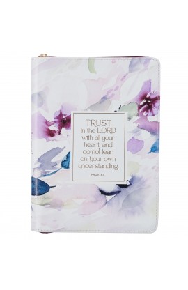 JL725 - Journal Classic Zip Purple Floral Trust in the Lord Prov 3:5 - - 1 