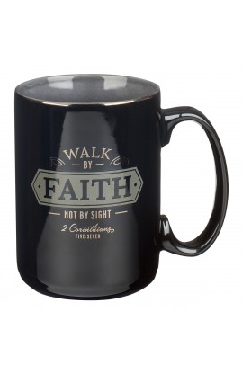 MUG939 - Mug Black/Gray Walk By Faith 2 Cor 5:7 - - 1 