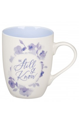MUG1051 - Mug Blue Floral Be Still Ps 46:10 - - 1 