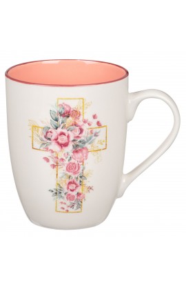 MUG1061 - Mug Pink Floral Cross - - 1 
