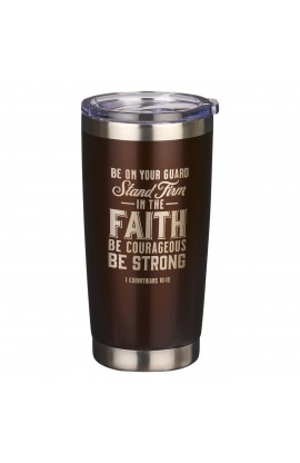 Mug SS Travel Brown Stand Firm in the Faith 1 Cor 16:13