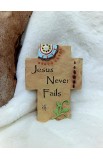 TTCC-103 - JESUS NEVER FAILS TABLETOP CROSS CEMENT - - 2 
