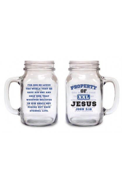 PROPERTY OF JESUS OLD FASHIONED DRINKING JAR
