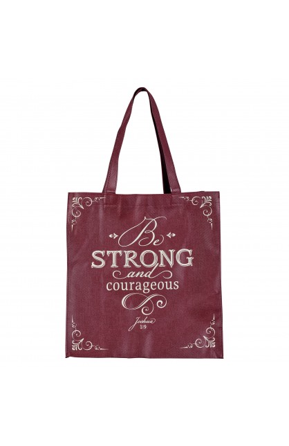 TOT160 - Tote Plum Be Strong and Courageous Josh 1:9 - - 1 