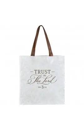 Tote White Brown Trust in the Lord Prov 3:5