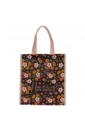 Tote Pink Brown Floral Printed New Mercies New Morning