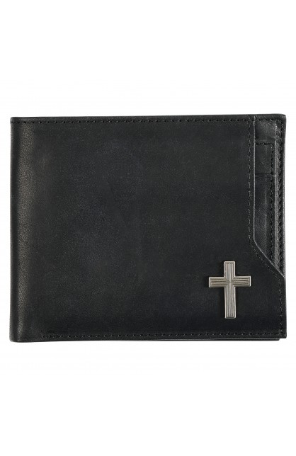 WT152 - Wallet Leather Black Cross Badge - - 1 