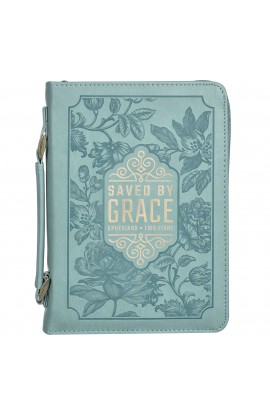 Bible Cover Fashion Teal Saved by Grace Eph 2:8