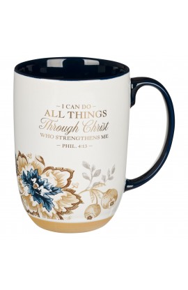 MUG1093 - Mug Blue Brown All Things Phil 4:13 - - 1 