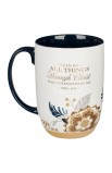 MUG1093 - Mug Blue Brown All Things Phil 4:13 - - 2 