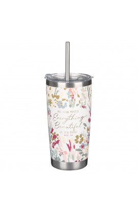 SMUG284 - Tumbler w straw SS Floral Everything Beautiful Ecc 3:11 - - 1 