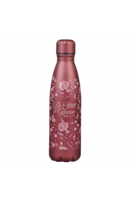 FLS114 - Water Bottle SS Burgundy Be Still Ps 46:10 - - 1 