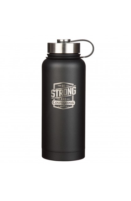 FLS115 - Water Bottle SS Black Be Strong and Courageous Josh 1:9 - - 1 