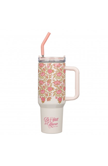 SMUG280 - Tumbler w straw SS Pink Be Still Ps 46:10 - - 1 