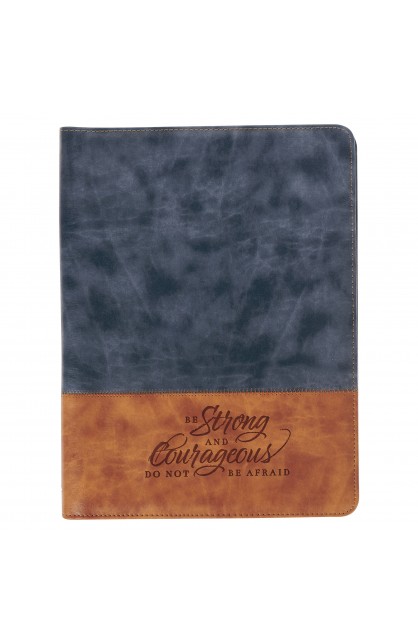 NBC023 - Padfolio Navy Brown Be Strong & Courageous Josh 1:9 - - 1 