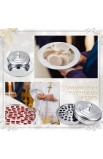 Communion Set Trays with Lid Communion Plates with Lid Cups Filler and Disposable Cups Supplies(3 Pcs,Silver)