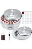 Communion Set Trays with Lid Communion Plates with Lid Cups Filler and Disposable Cups Supplies (3 Pcs,Silver)