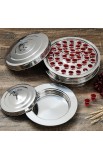 Communion Set Trays with Lid Communion Plates with Lid Cups Filler and Disposable Cups Supplies(3 Pcs,Silver)