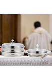 Communion Set Trays with Lid Communion Plates with Lid Cups Filler and Disposable Cups Supplies(3 Pcs,Silver)