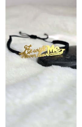 SC0097 - HE WILL NEVER LEAVE ME GOLD PLATED BRAIDED BRACELET - - 1 