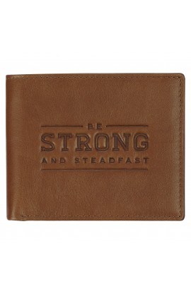 WT222 - Wallet Leather Tan Be Strong and Steadfast Deut 31:6 - - 1 