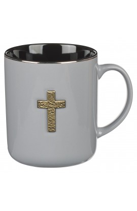 MUG1136 - Mug Gray Metal Cross 1 Peter 2:24 - - 1 