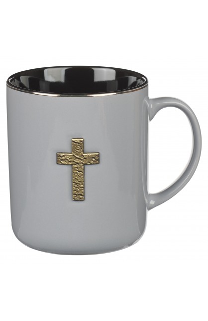 MUG1136 - Mug Gray Metal Cross 1 Peter 2:24 - - 1 