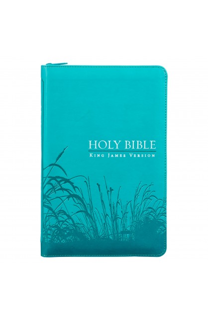 KJV023 - KJV Bible Deluxe Gift Faux Leather Turquoise zipper - - 1 