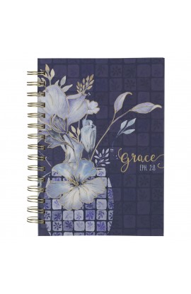 Journal Spiral bound Blue Floral Grace Eph 2:8