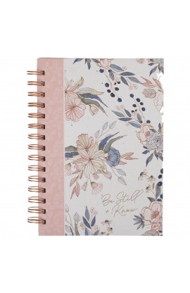 Journal Spiral bound Pink Blue Floral Be Still Ps 46:10