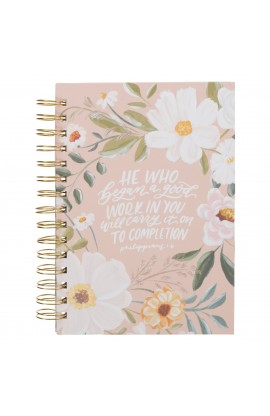 Journal Spiral bound Beige Floral Good Work in You Phil 1:6
