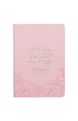 JL856 - Journal Classic Zip Pink He Will Cover You Ps 91:4 - - 1 