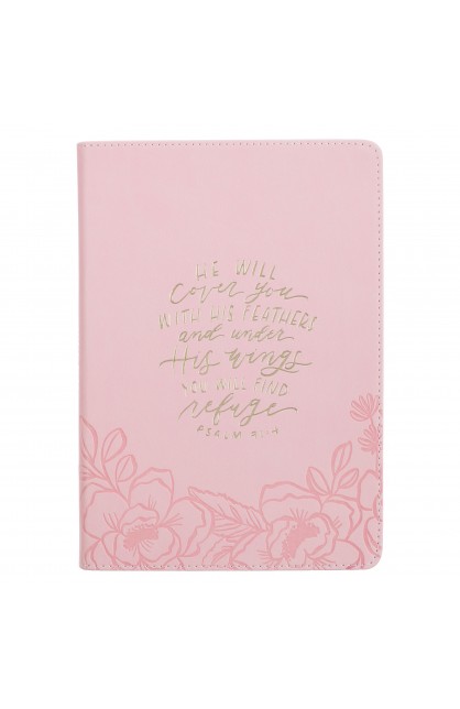 JL856 - Journal Classic Zip Pink He Will Cover You Ps 91:4 - - 1 