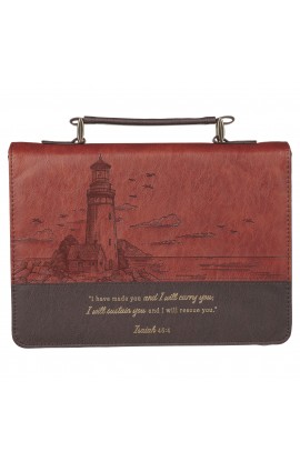 BBM828 - Bible Cover Classic Two-tone Brown I Will Carry You Isa 46:4 - - 1 