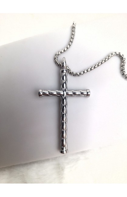 SC0340 - BAMBOO STYLE CROSS NECKLACE - - 1 