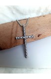 SC0340 - BAMBOO STYLE CROSS NECKLACE - - 4 