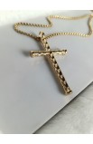 SC0341 - BAMBOO STYLE CROSS NECKLACE GOLD PLATED - - 2 