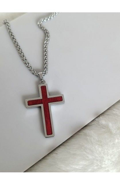 SC0335 - WOODEN CROSS NECKLACE - - 1 
