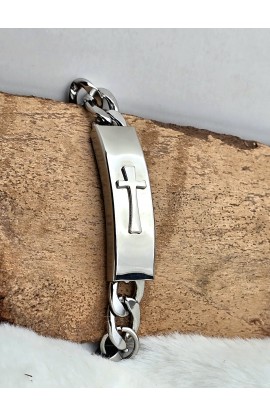CROSS TAG CHAIN BRACELET