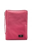 BBM138 - Pink Poly Canvas Bible Cover with Fish Applique (Medium) - - 1 