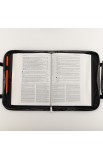 BBL521 - Gray Quilt Stitched Purse Style Bible / Book Cover w/"Faith" Badge (Large) - - 6 