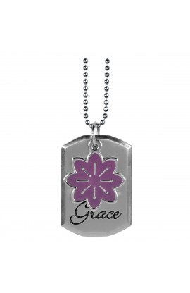 Tag with Purple Flower Charm Necklace Eph 2:8