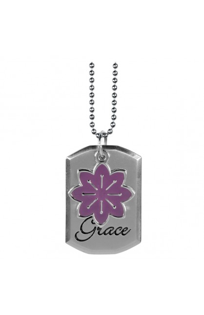 DTG025 - Tag with Purple Flower Charm Necklace Eph 2:8 - - 1 