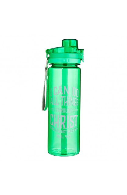 WBT099 - All Things Through Christ Green Plastic Water Bottle - - 1 