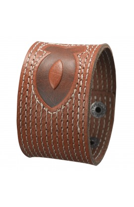 Leather Cuff Wristband with Fish Emblem