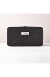 "Peace" Black Embroidered Frame Wallet