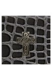 WT025 - Metallic Croc Embossed Opera Wallet w/Cross (Black) - - 6 