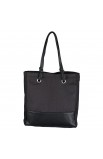 TOT044 - Black Linen Look Tote Bag w/"Blessed" Badge - - 2 